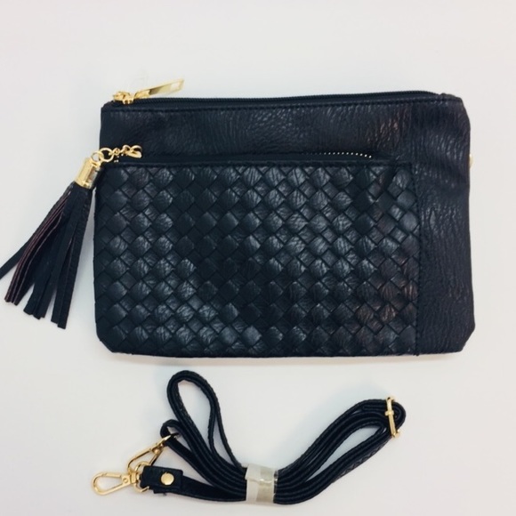 Handbags - Black Woven Clutch Crossbody Bag Purse Tassel